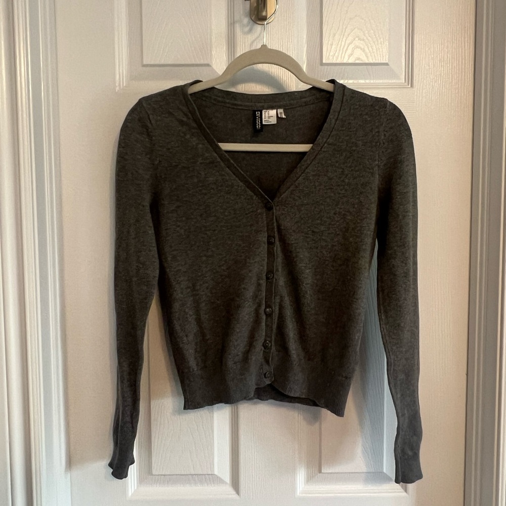 H&M Charcoal Button-Up Cardigan